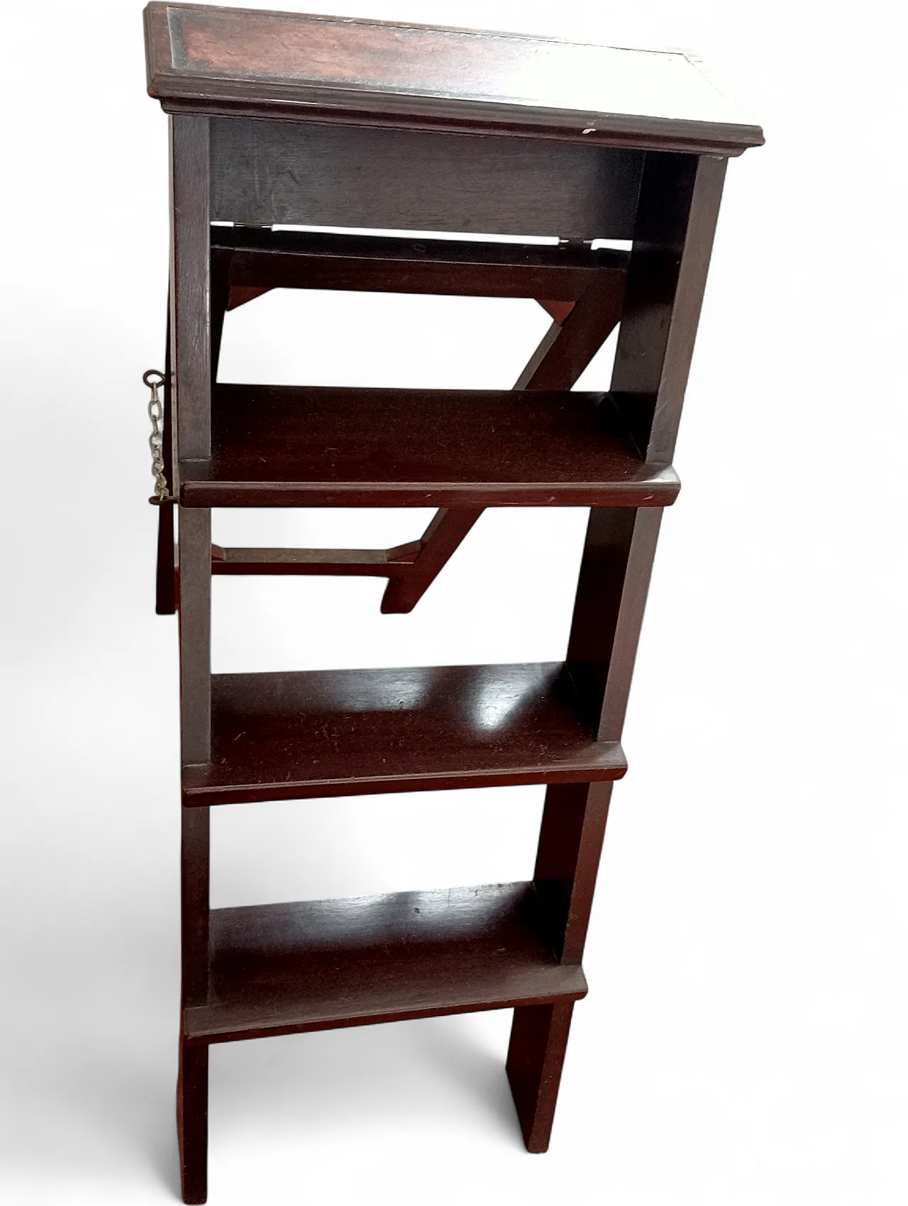 Mahogany Folding Library Ladder Victorian Style, 90s 16