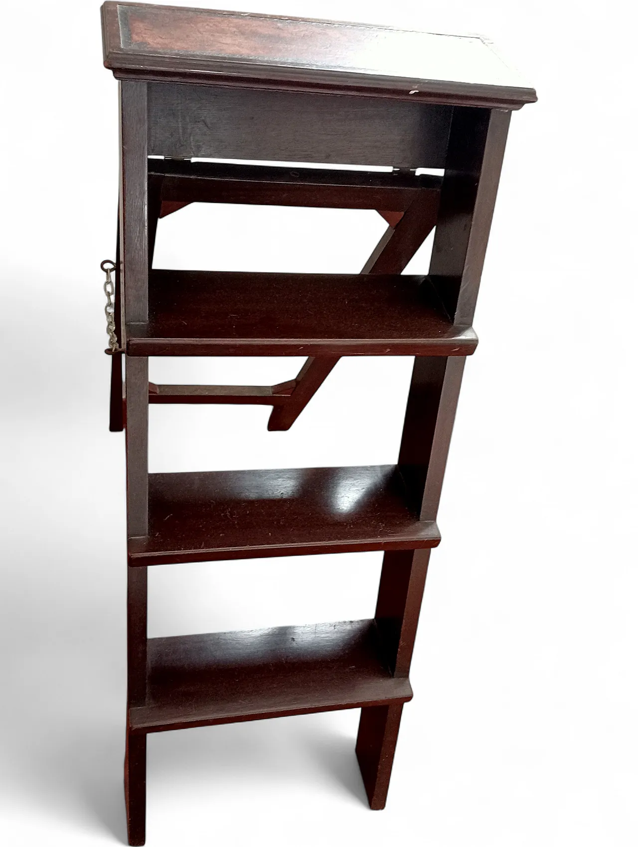 Mahogany Folding Library Ladder Victorian Style, 90s 17