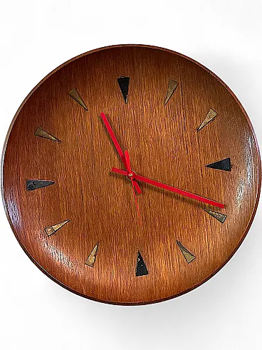 Mid-Century Teak Wall Clock, 1960s