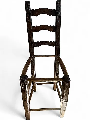 Antique rustic high-backed chair, Italy, 17th-18th century