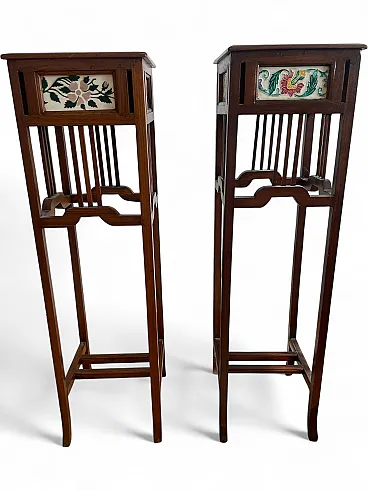 Wooden and ceramic flowerpot stands, 30s