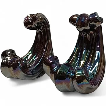 Pair of Waves ceramic sculptures by Guido Mariani, Italy, 1980s