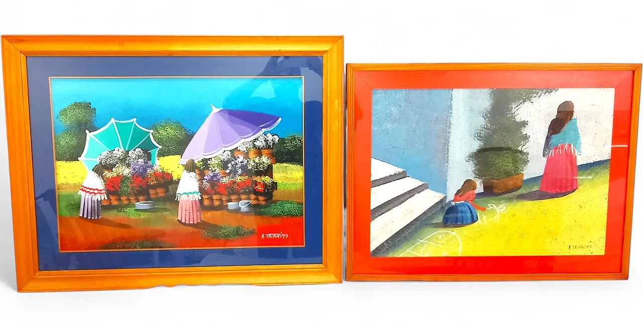 Pair of Abdul Rahem Tatari paintings – Naïve art from the '75 / '79 period 8
