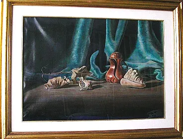 Oil on Canvas Painting Still Life G. Sola - 1973 - 50x70 cm