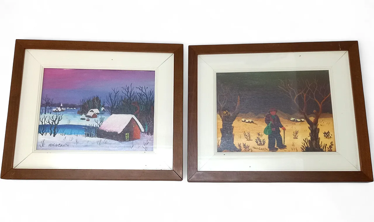 Pair of Naive Paintings by NICO CARTA - Oil on Canvas 8