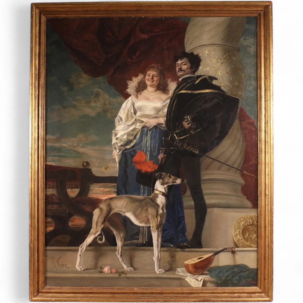 Grande ritratto del XIX secolo firmato Francesco Vinea 14