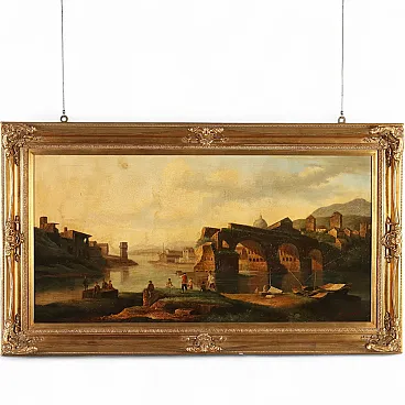 View of the Broken Bridge in Rome, oil on canvas, 1960s