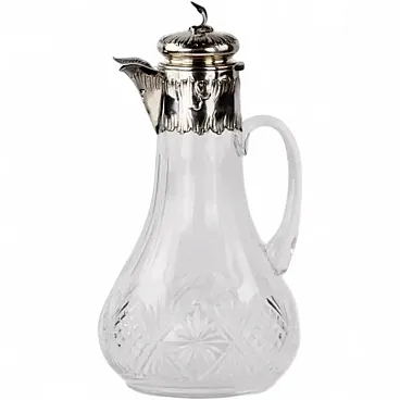 Crystal pitcher with a sterling silver mount, late 19th century