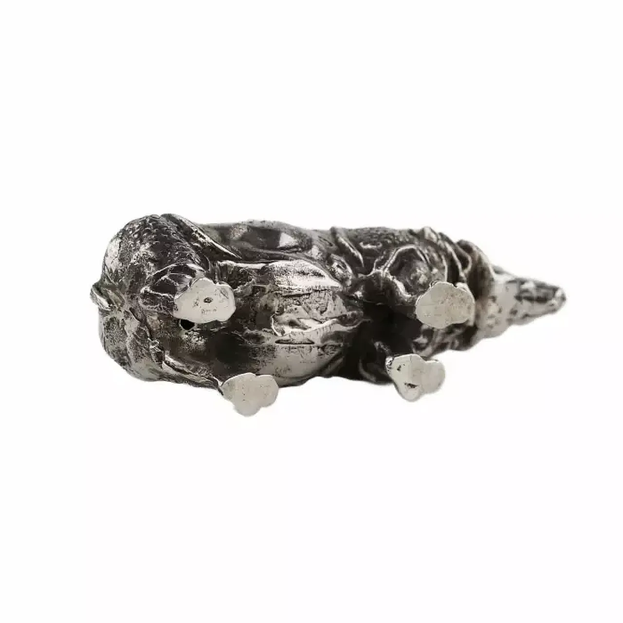 Silver desk sculpture of a rhinoceros, late 20th century 3