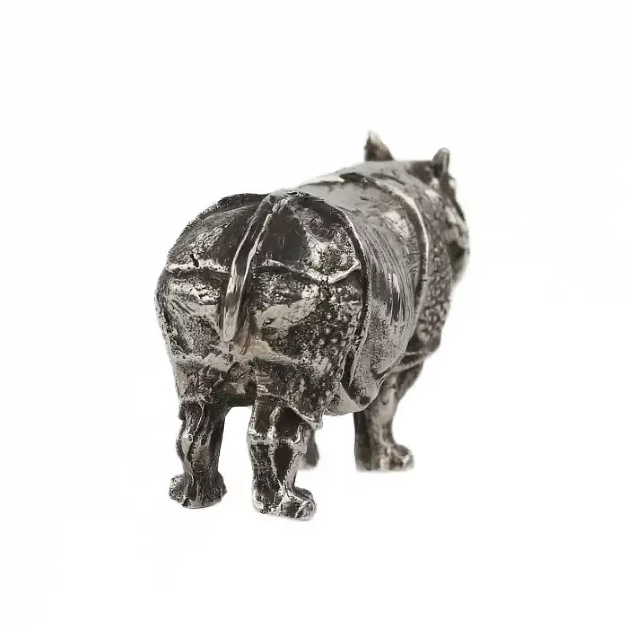 Silver desk sculpture of a rhinoceros, late 20th century 4