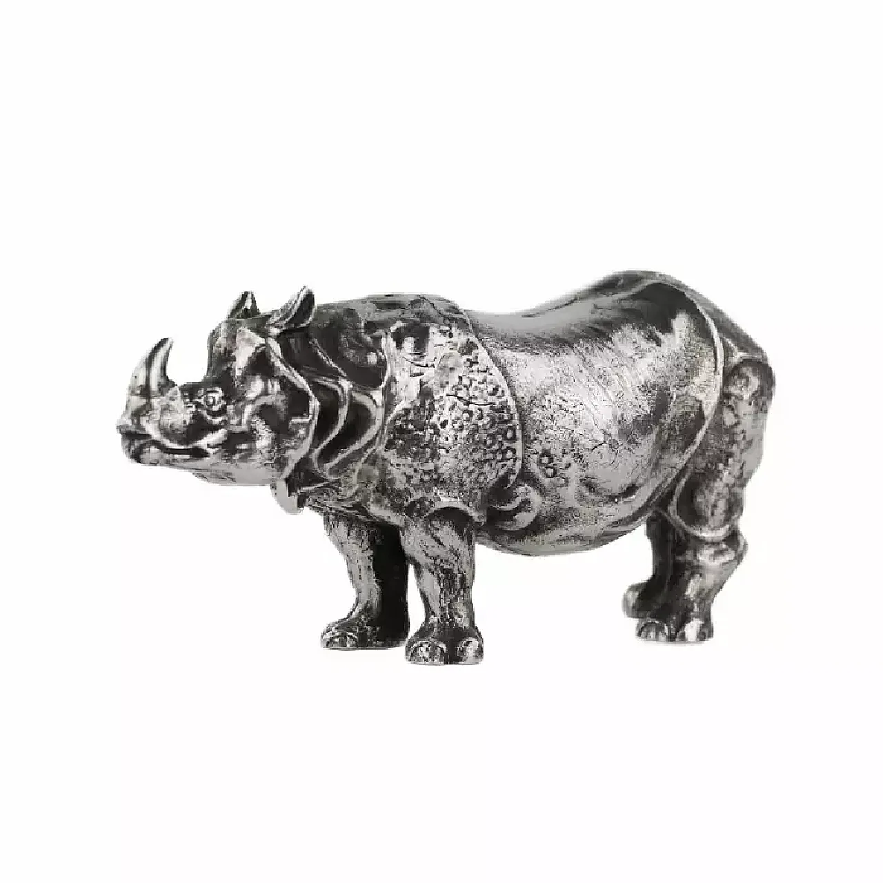 Silver desk sculpture of a rhinoceros, late 20th century 6