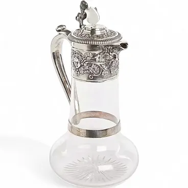Silver claret jug with a removable glass liner, late 19th century