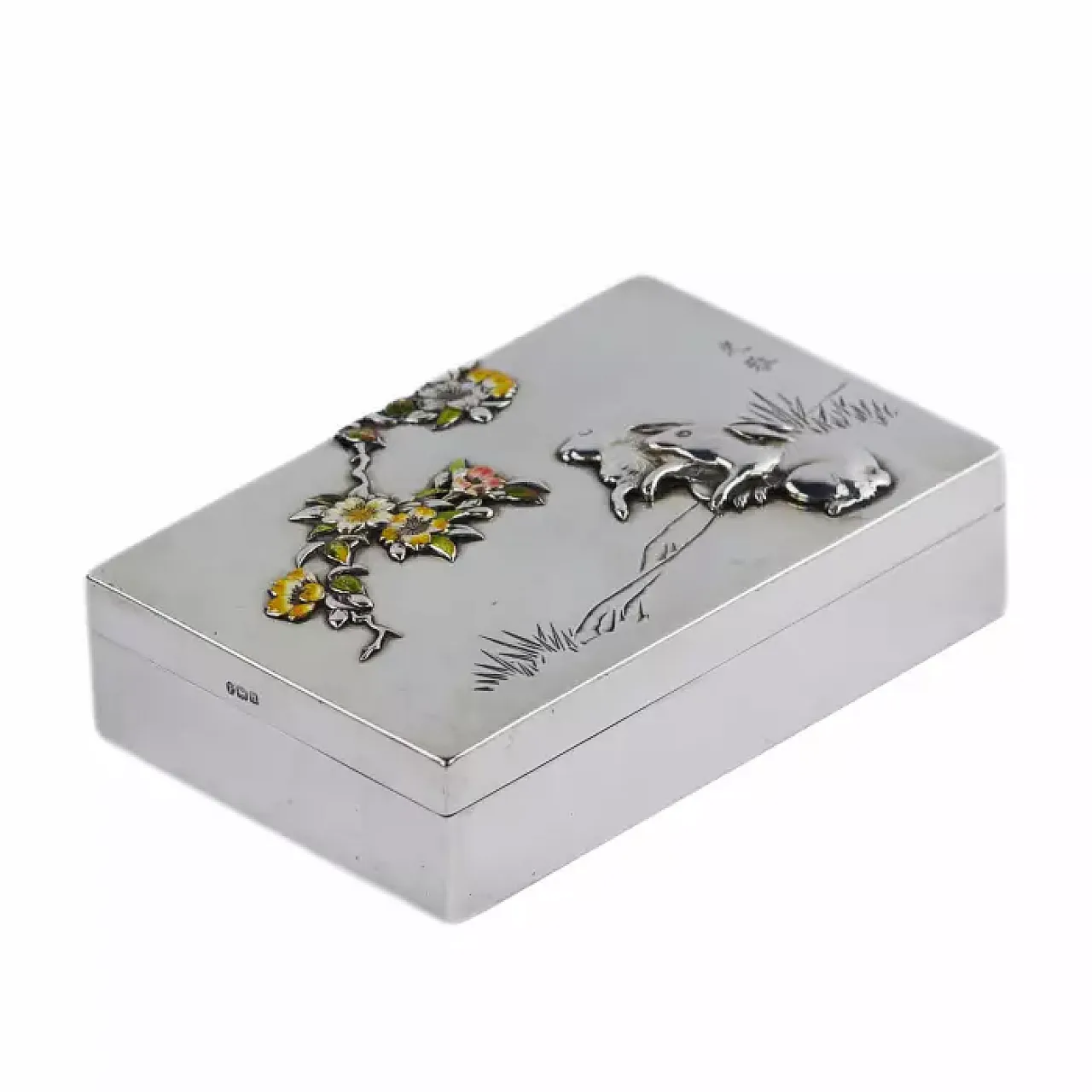 Silver cigarette case with hinged cover, 19th century 1