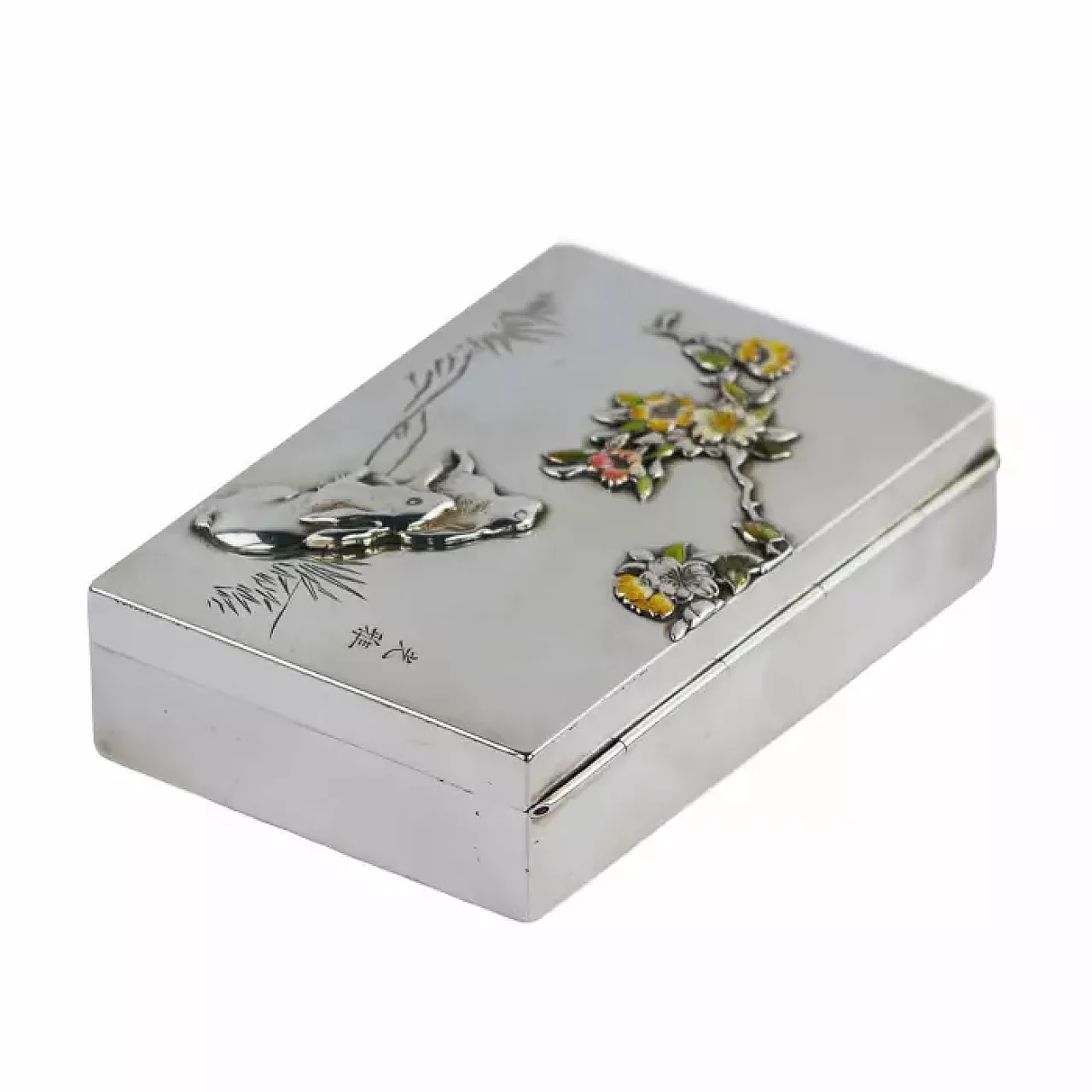 Silver cigarette case with hinged cover, 19th century 6