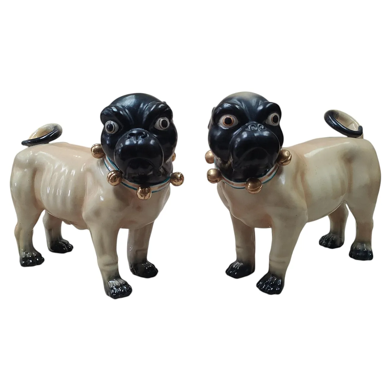Coppia di sculture di carlini in ceramica dipinta, anni '50 1