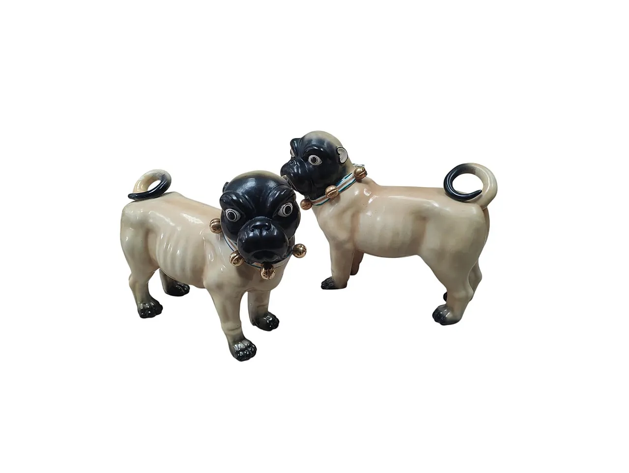 Coppia di sculture di carlini in ceramica dipinta, anni '50 2