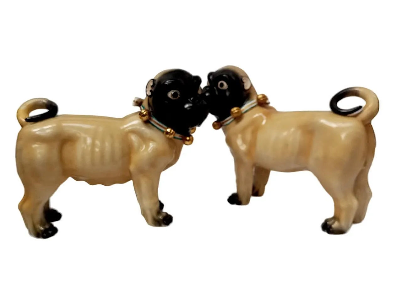 Coppia di sculture di carlini in ceramica dipinta, anni '50 4