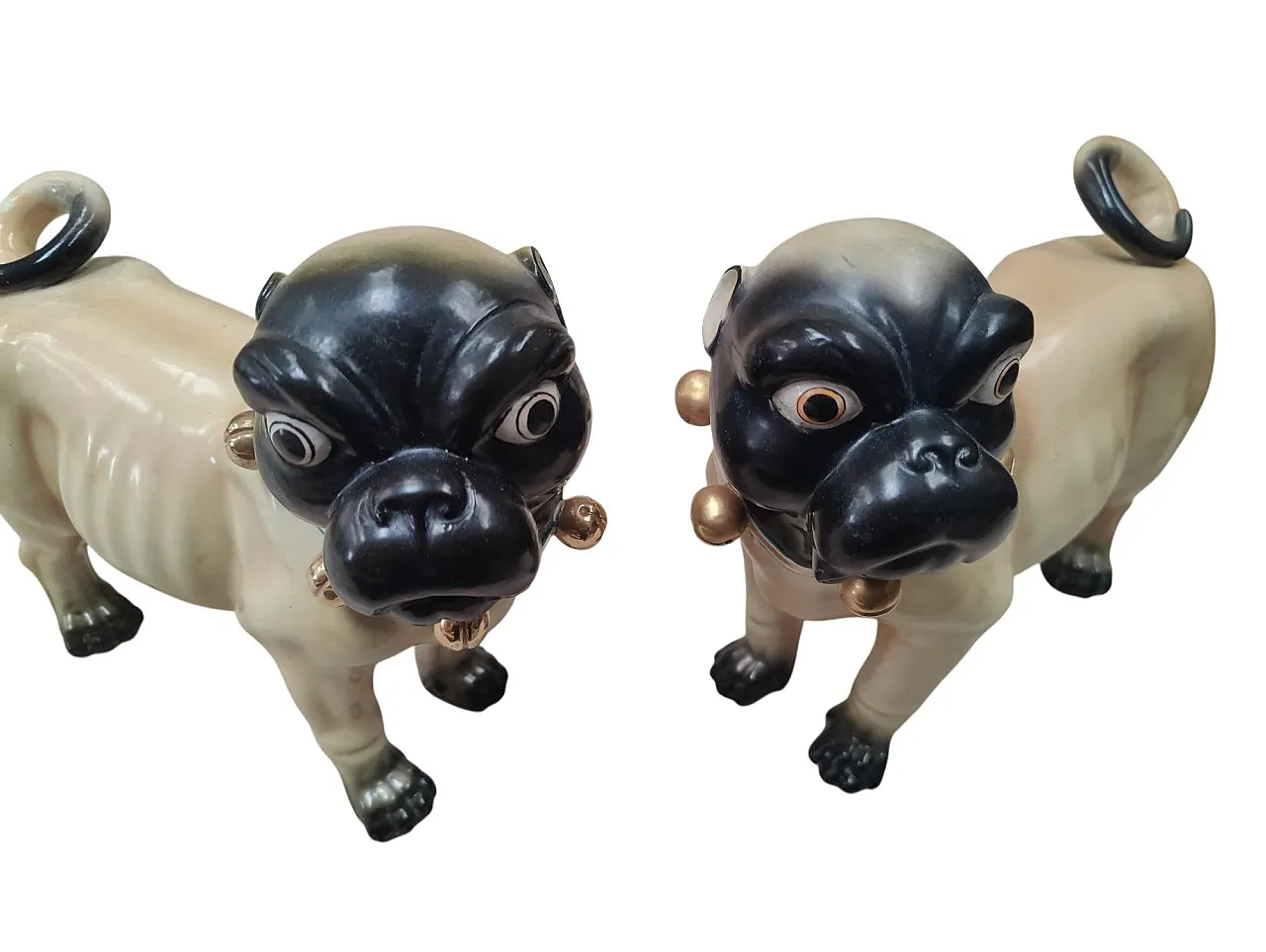 Coppia di sculture di carlini in ceramica dipinta, anni '50 12