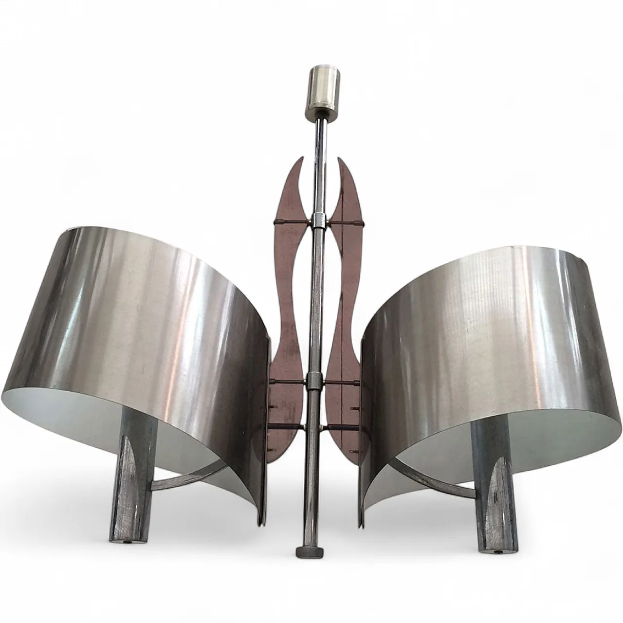 Brushed steel and Lucite chandelier by Maison Charles, 60s 11