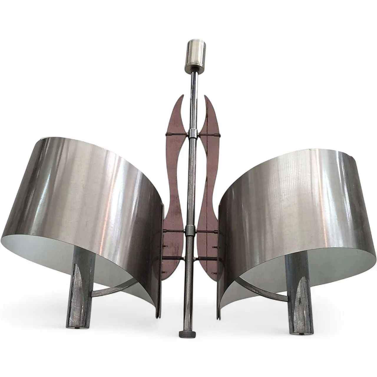 Brushed steel and Lucite chandelier by Maison Charles, 60s 12