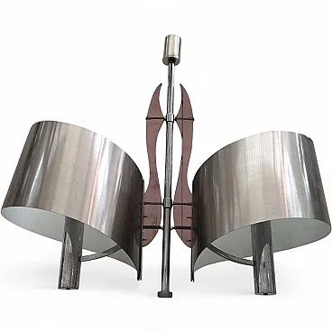 Brushed steel and Lucite chandelier by Maison Charles, 60s