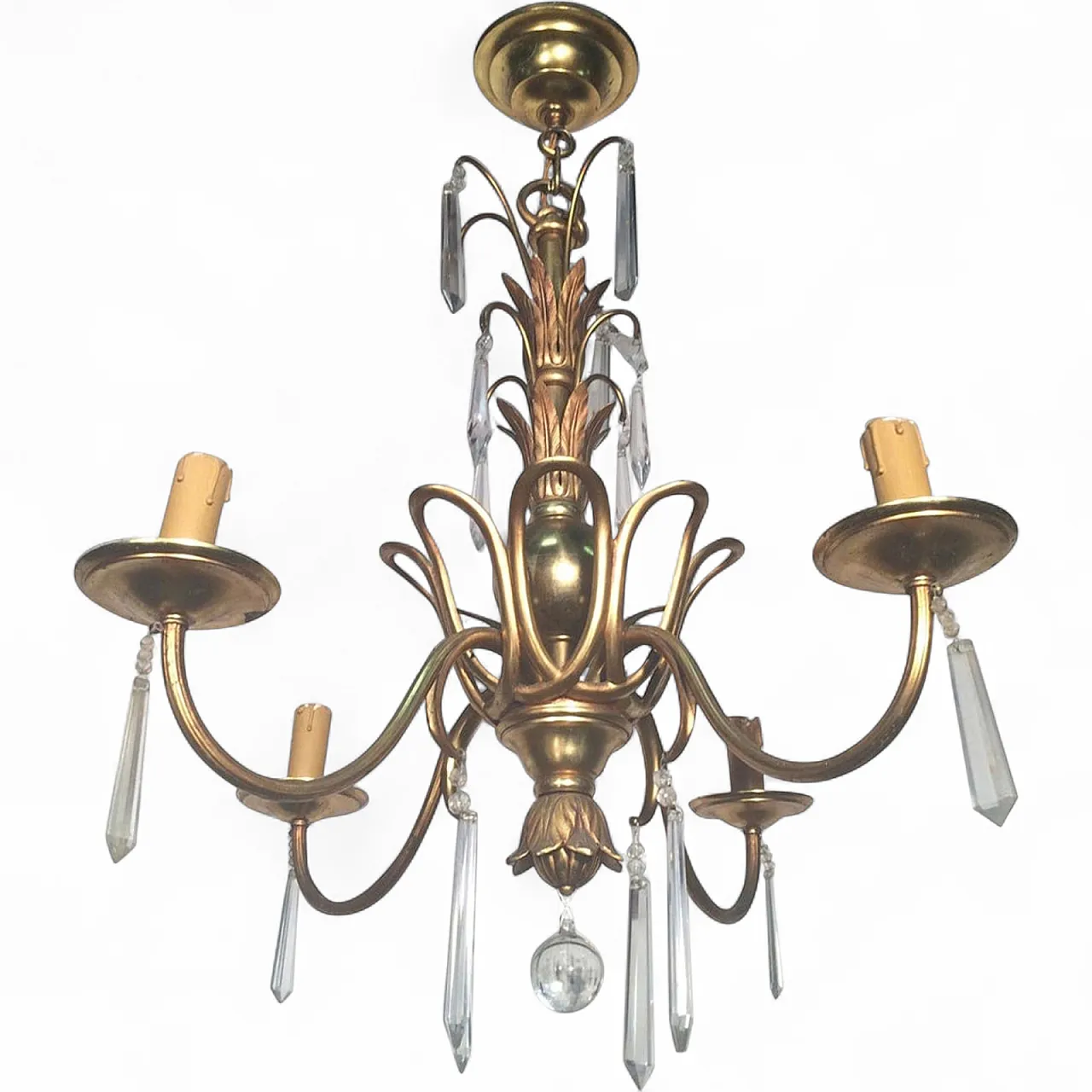 Bronze and crystal chandelier, Maison Baguès style, circa 1940 21