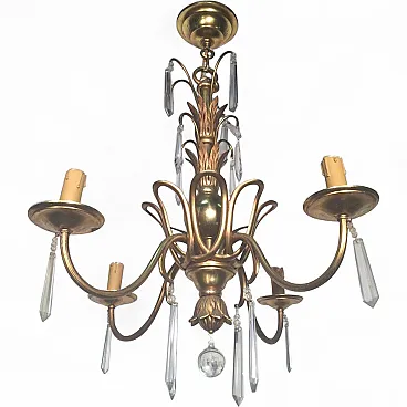 Bronze and crystal chandelier, Maison Baguès style, circa 1940