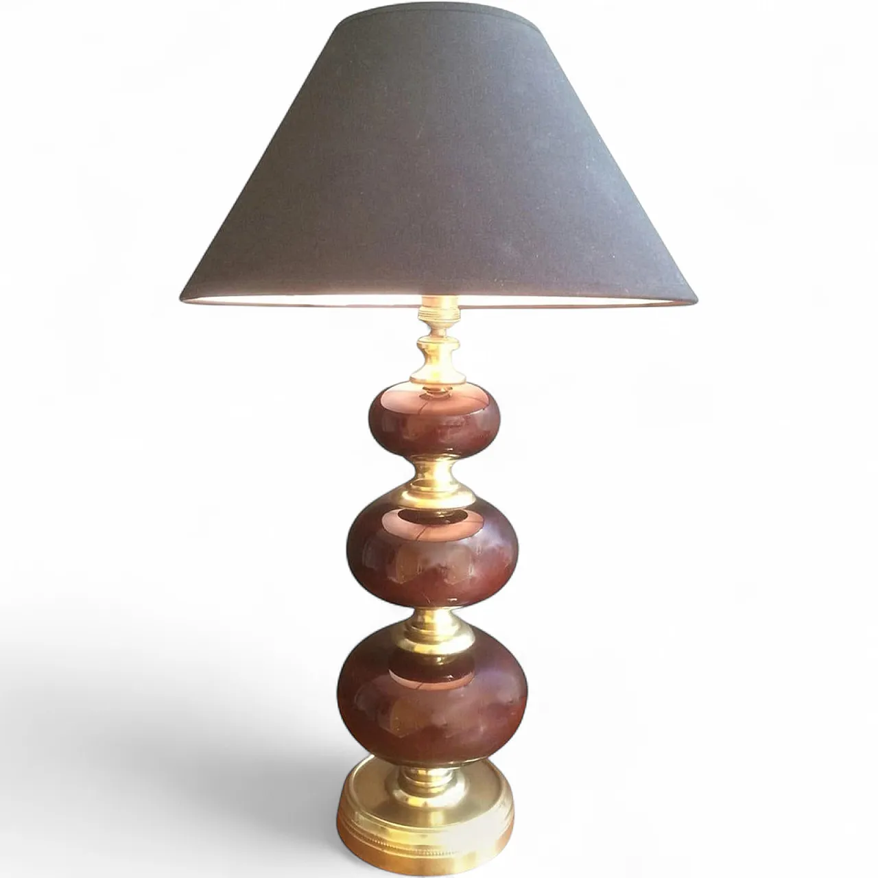 Red glass and brass table lamp, French work, circa 1960 22