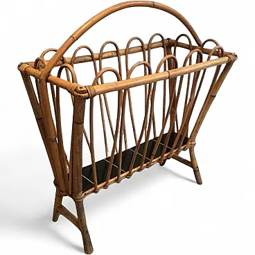 Rattan Magazine Rack, circa 1950
