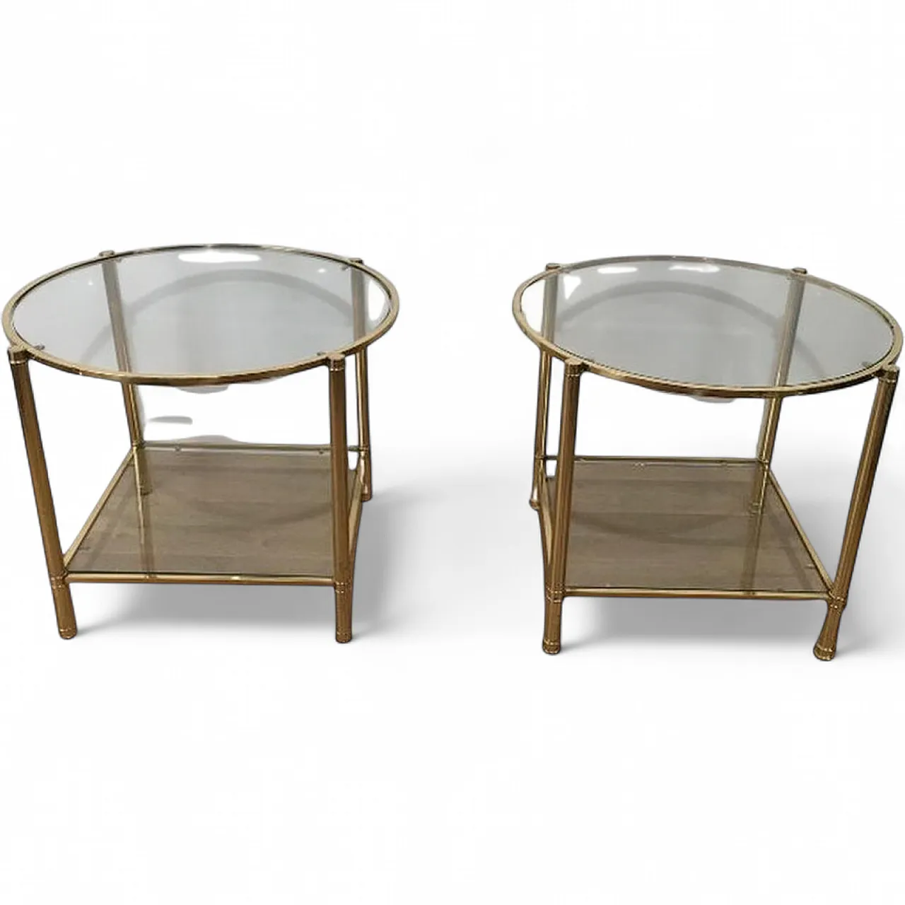 Coppia di tavolini rotondi in ottone in stile neoclassico, anni '40 9