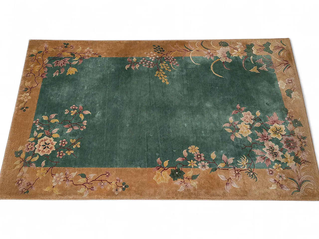 Nichols Decò Cinese green carpet with flowers, 1920s 5