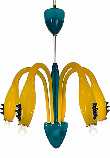 Post Modern chandelier by Massimo Giacon for VeArt Scilla, 1990s