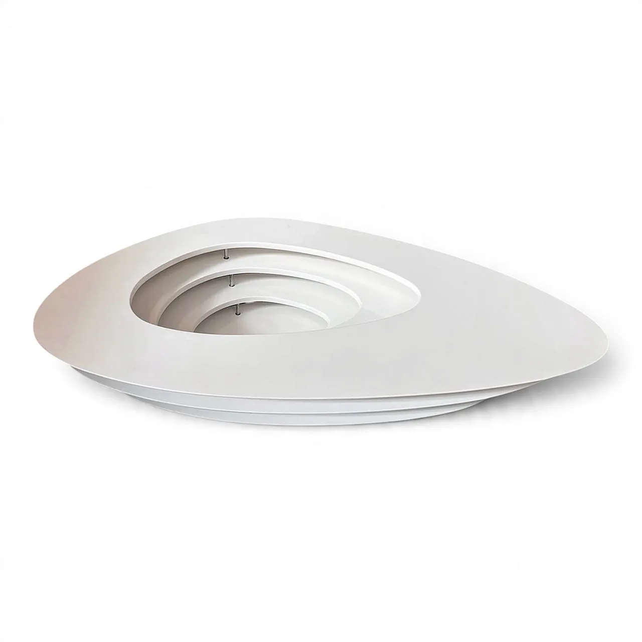 Helical coffee table in white wood with internal compartment, 2000s 7