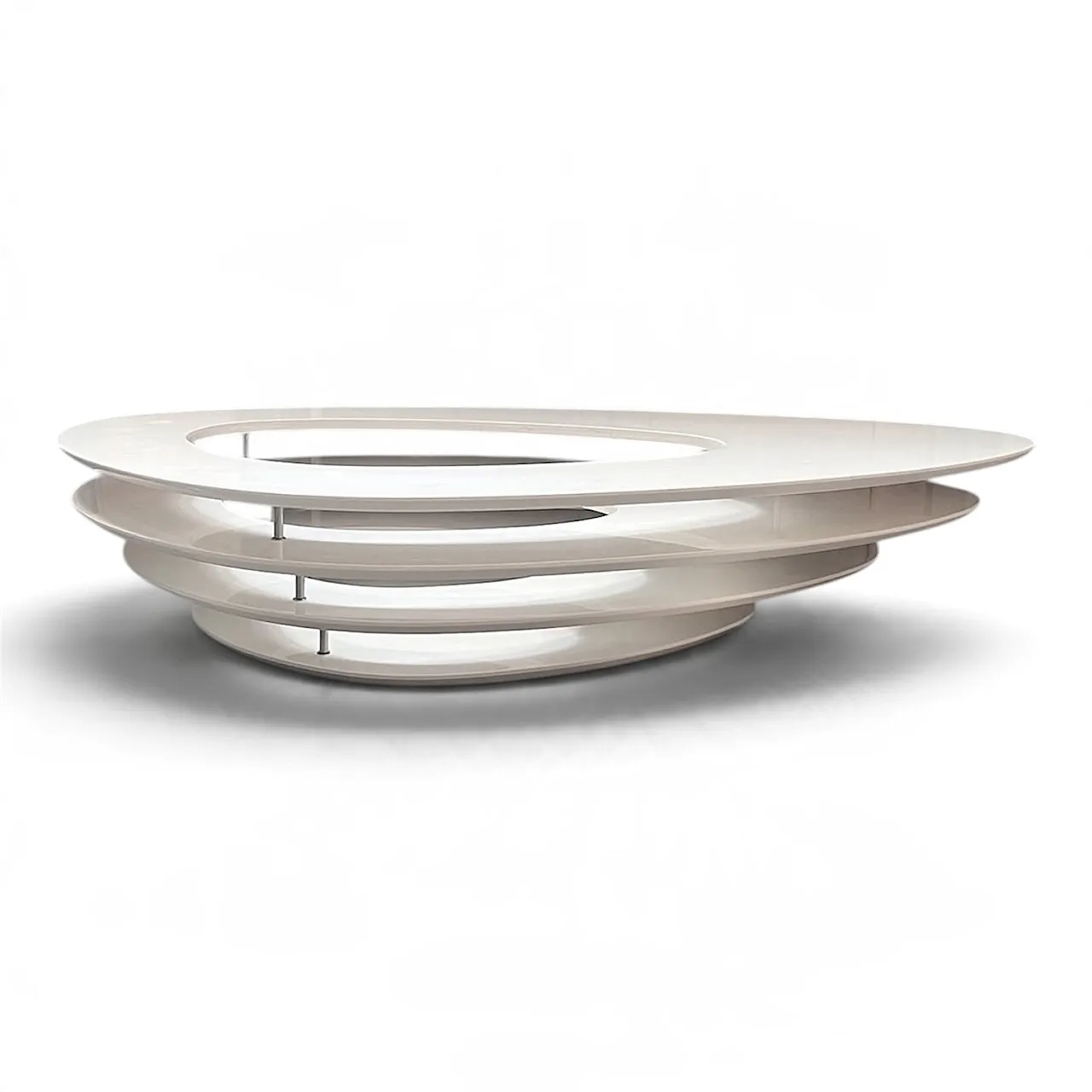 Helical coffee table in white wood with internal compartment, 2000s 8