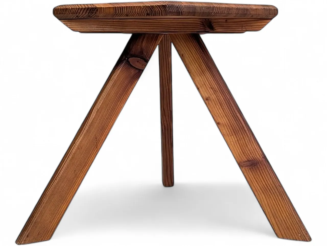 Hexagonal pine side table in the style of Pierre Chapo, 1970s 9