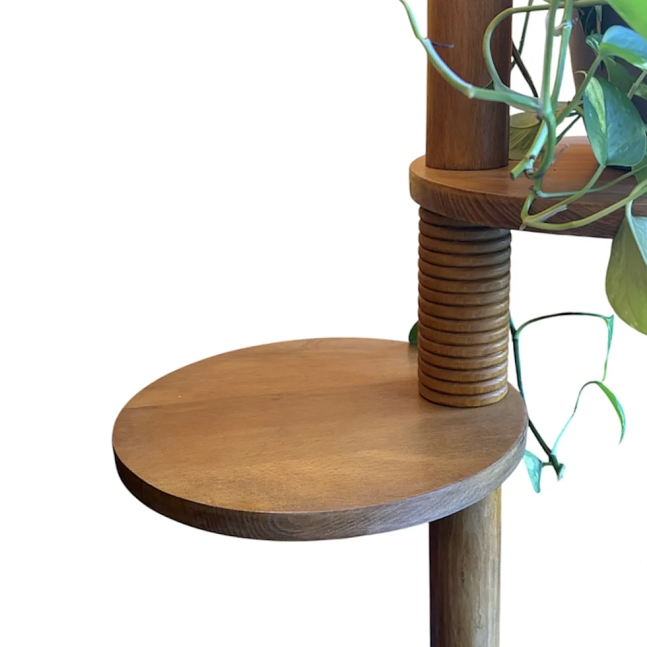 Deco Beech Floor Lamp with 2 round shelves, 1930s 5