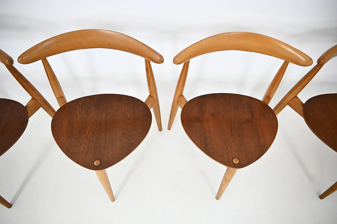 Heart Dining set By Hans J. Wegner for Fritz Hansen, 1950s 10