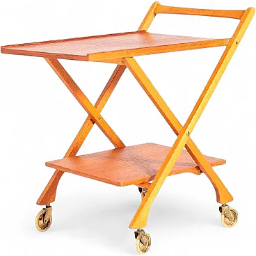 Mid-Century foldable teak serving cart, 1960s