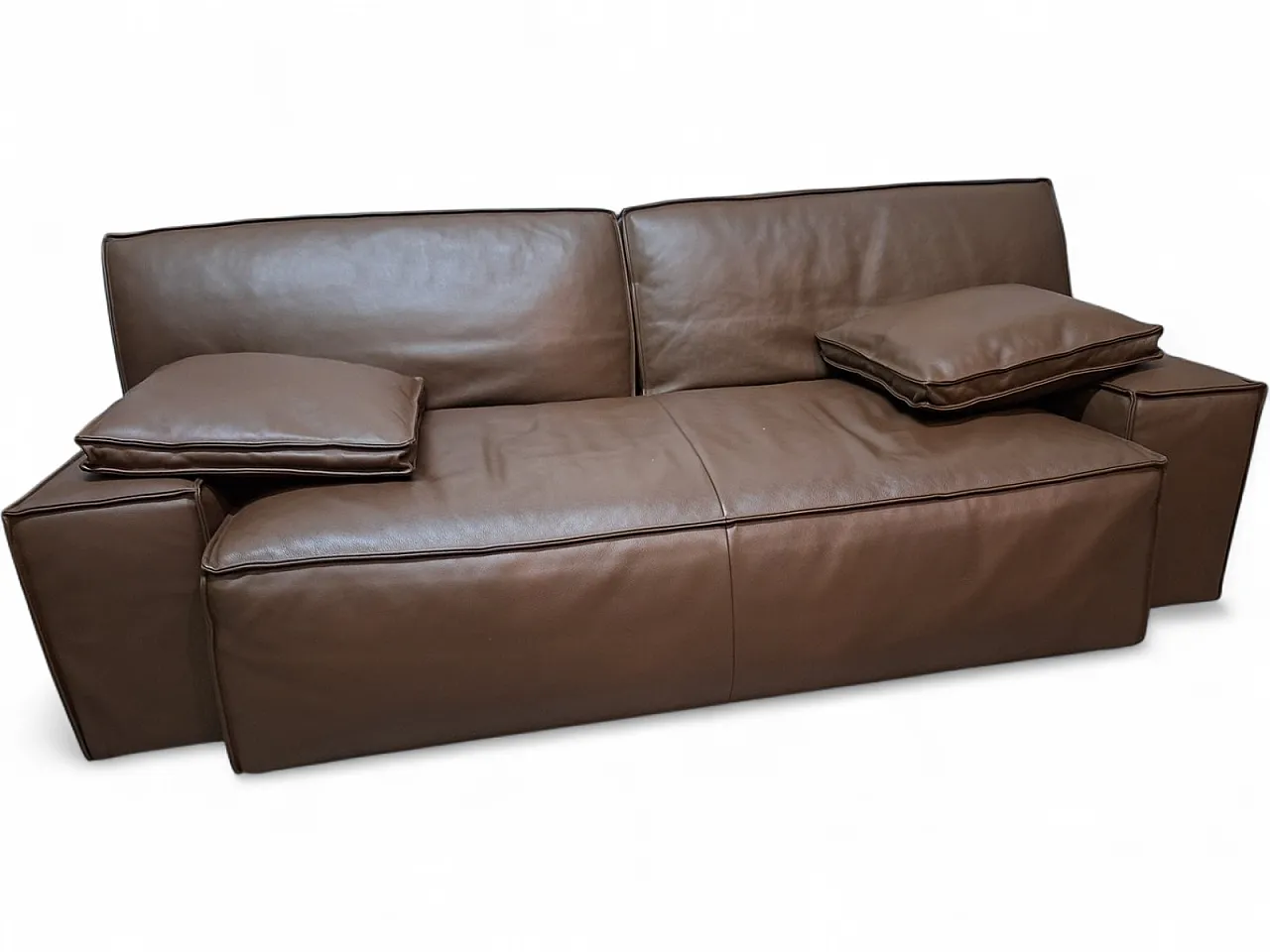 Myworld sofa in brown leather by Philippe Stark for Cassina, 1980s 8