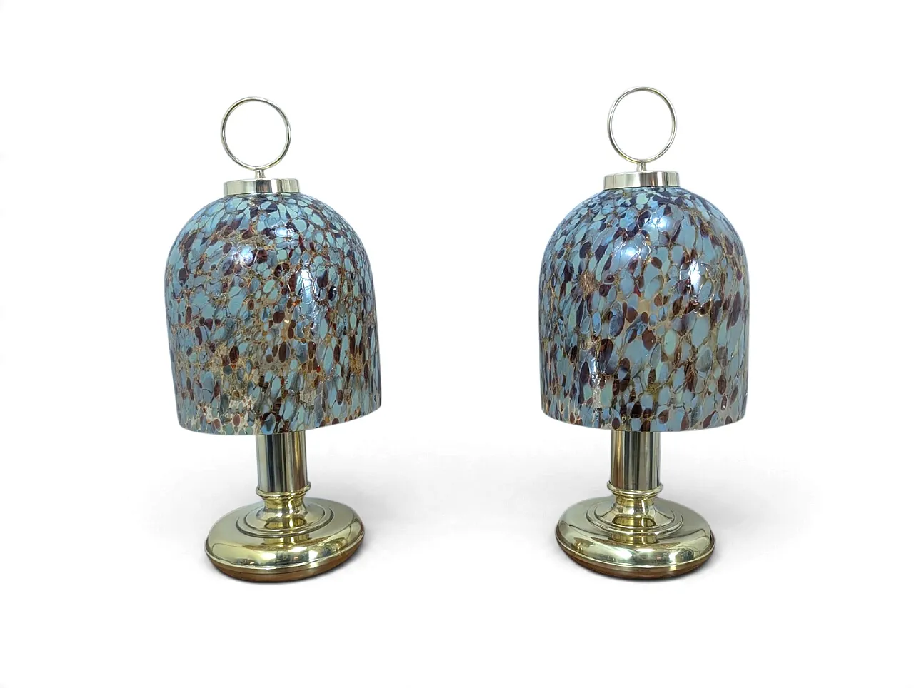 Pair of Murano glass and brass table lamps, 1970s/80s 1