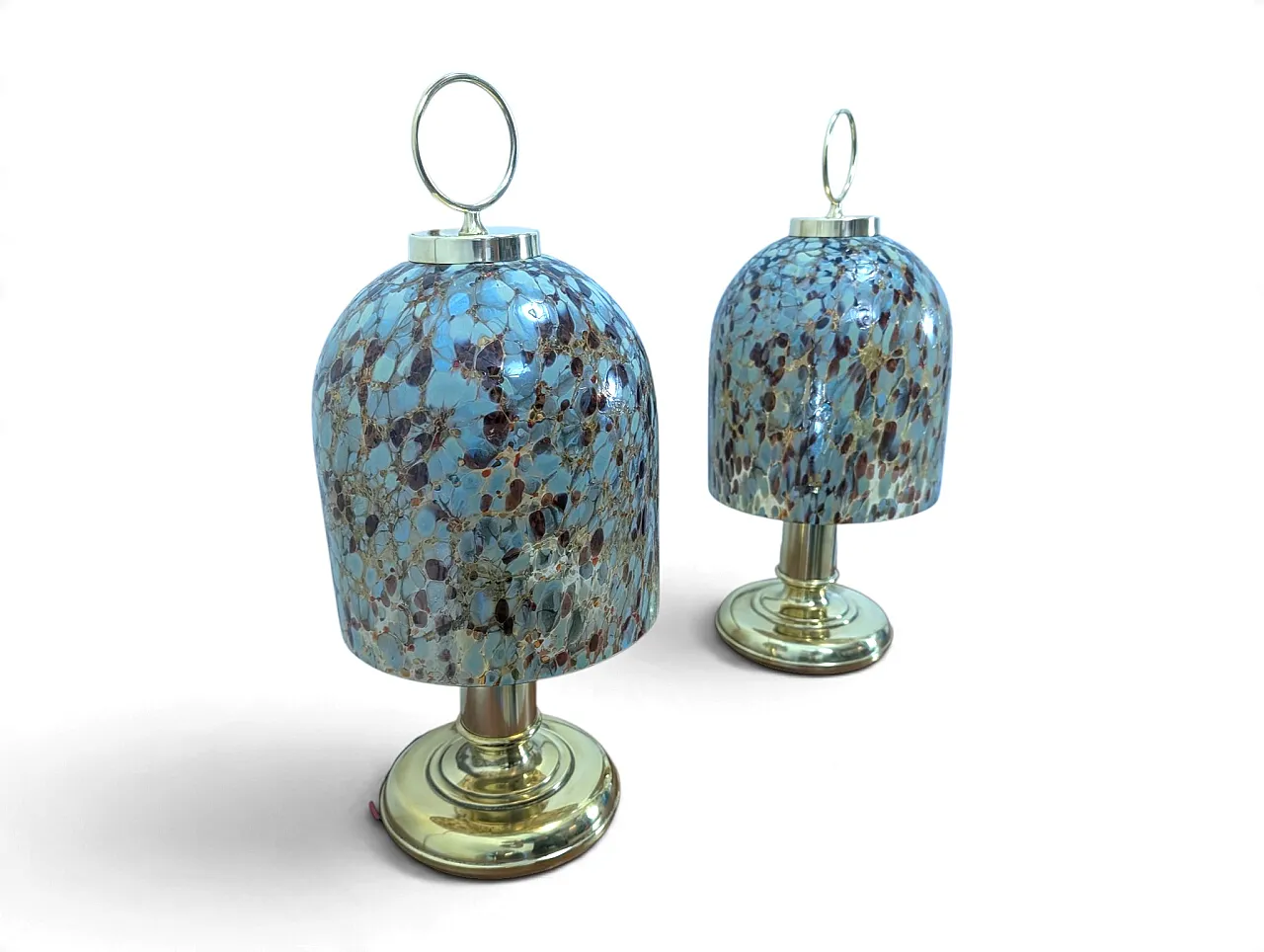 Pair of Murano glass and brass table lamps, 1970s/80s 2