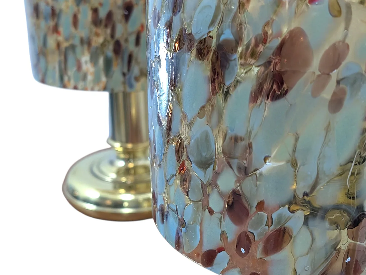 Pair of Murano glass and brass table lamps, 1970s/80s 6