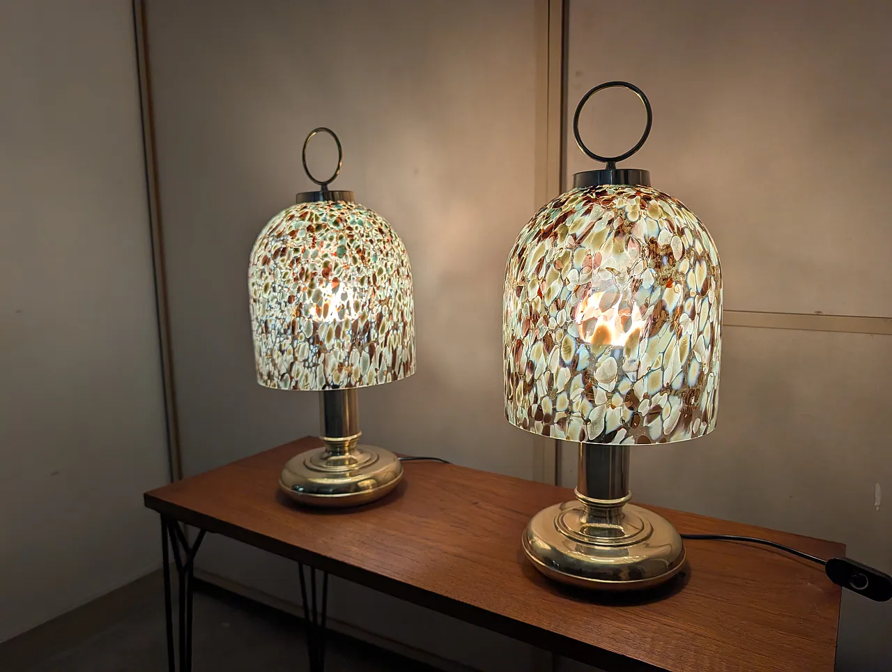 Pair of Murano glass and brass table lamps, 1970s/80s 8