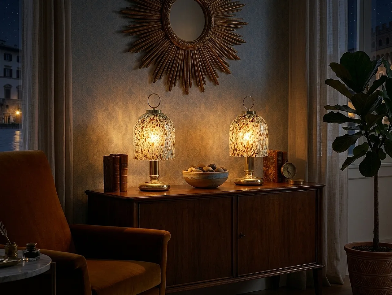 Pair of Murano glass and brass table lamps, 1970s/80s 10