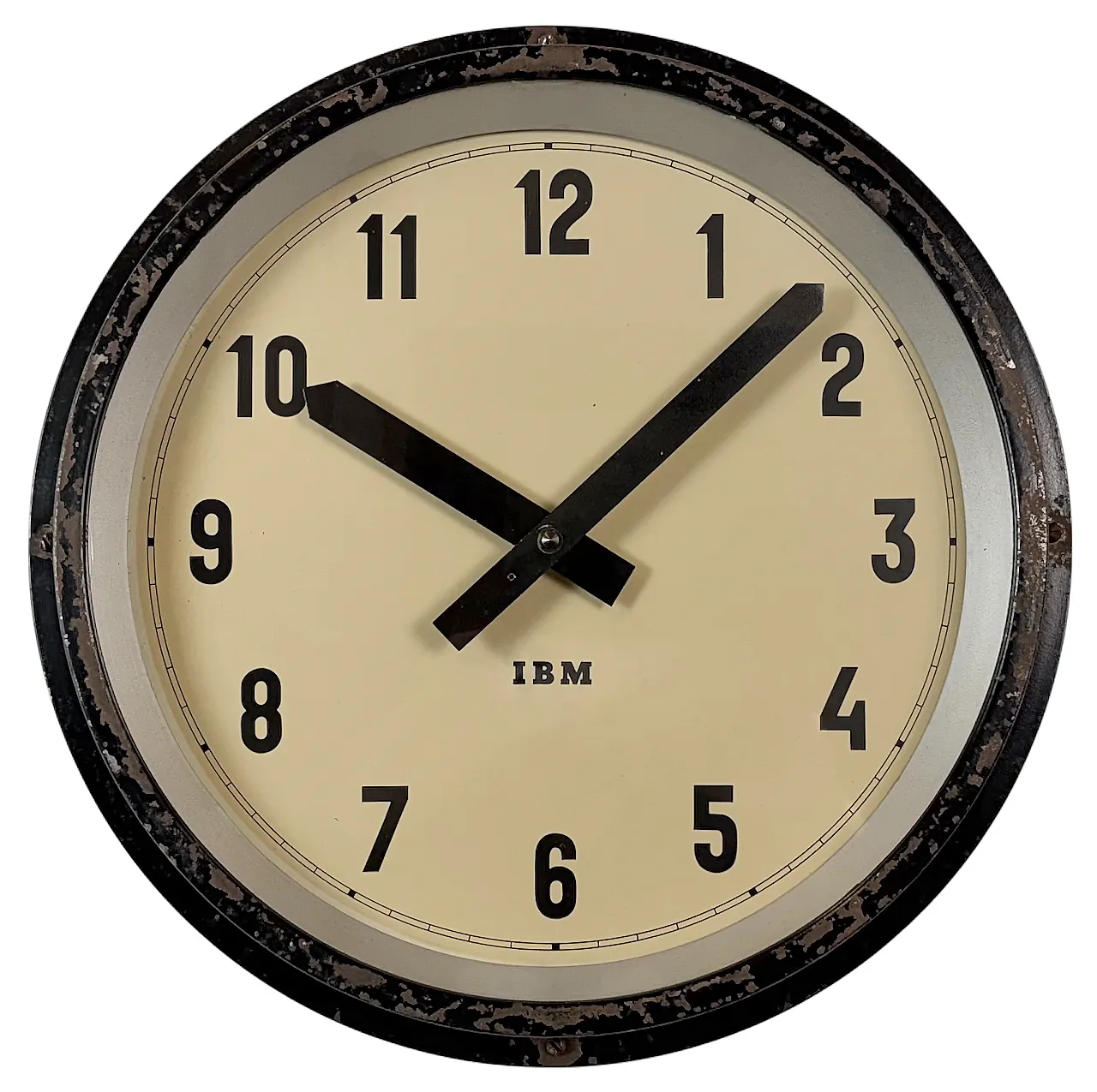 Black Industrial Factory Wall Clock from IBM, 1950s 1
