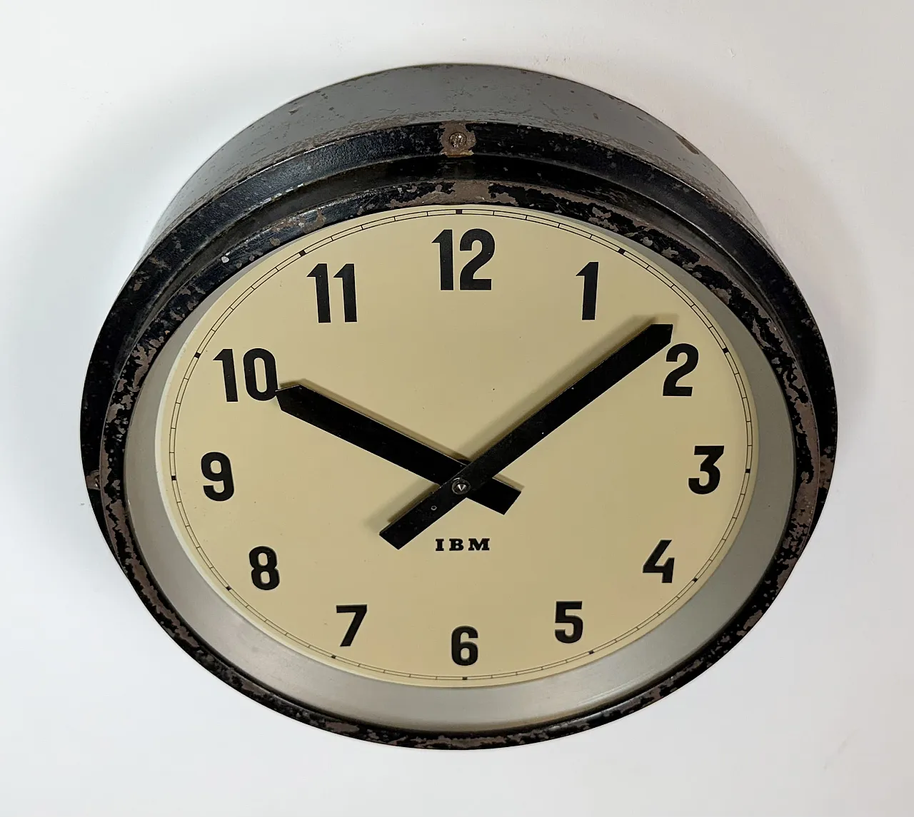 Black Industrial Factory Wall Clock from IBM, 1950s 6