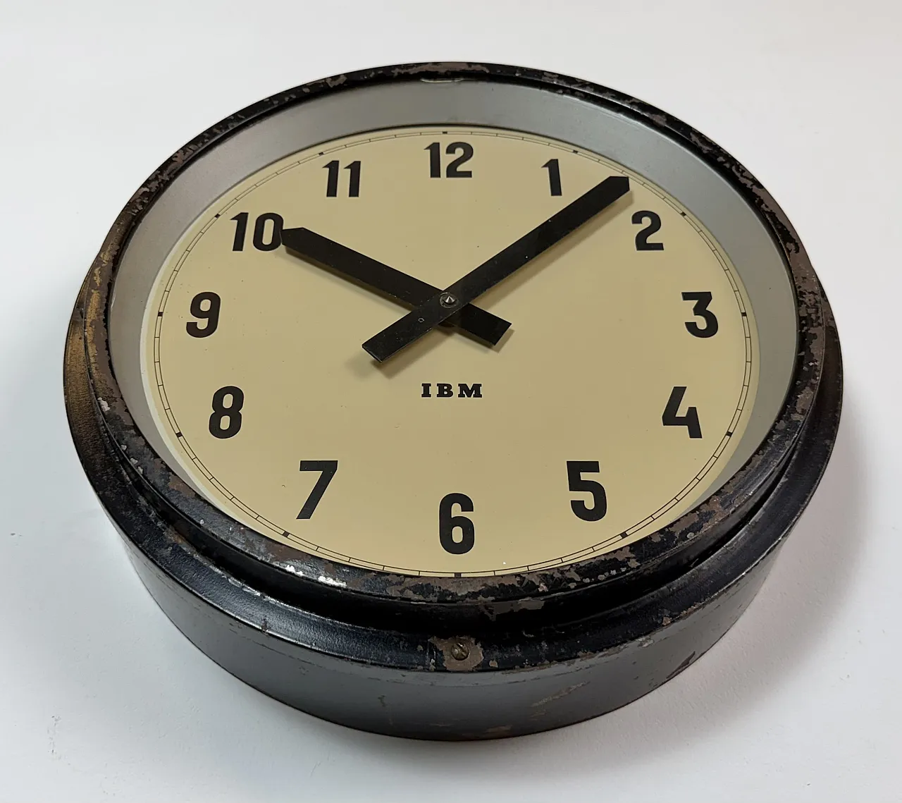 Black Industrial Factory Wall Clock from IBM, 1950s 7