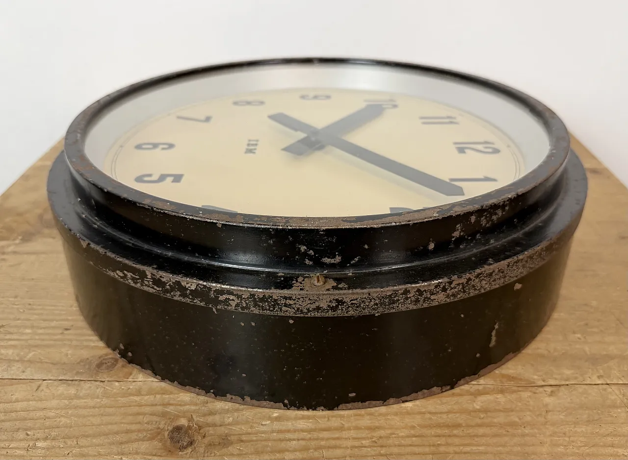 Black Industrial Factory Wall Clock from IBM, 1950s 12
