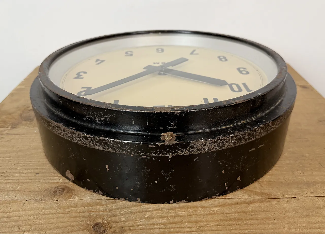 Black Industrial Factory Wall Clock from IBM, 1950s 13
