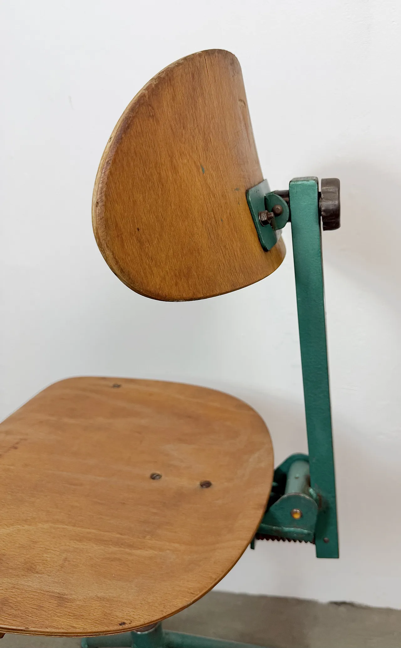 Dark Green Industrial Workshop Chair, 1950s 21